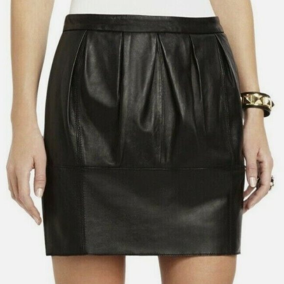 Mini-jupe En Cuir D'agneau 100% Pure H&M - Taille 6, Noire, Neuve Sans étiquette
